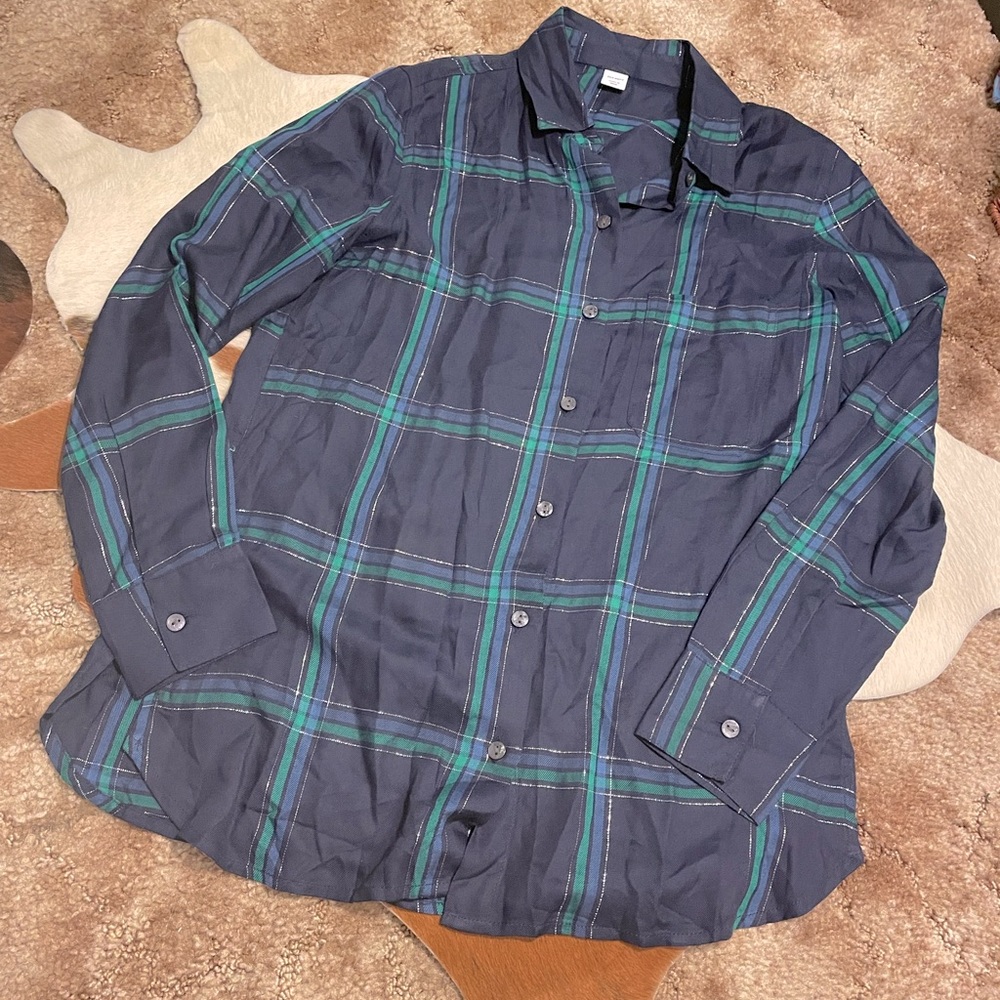 Old Navy Plaid Flannel Tinsel Detail